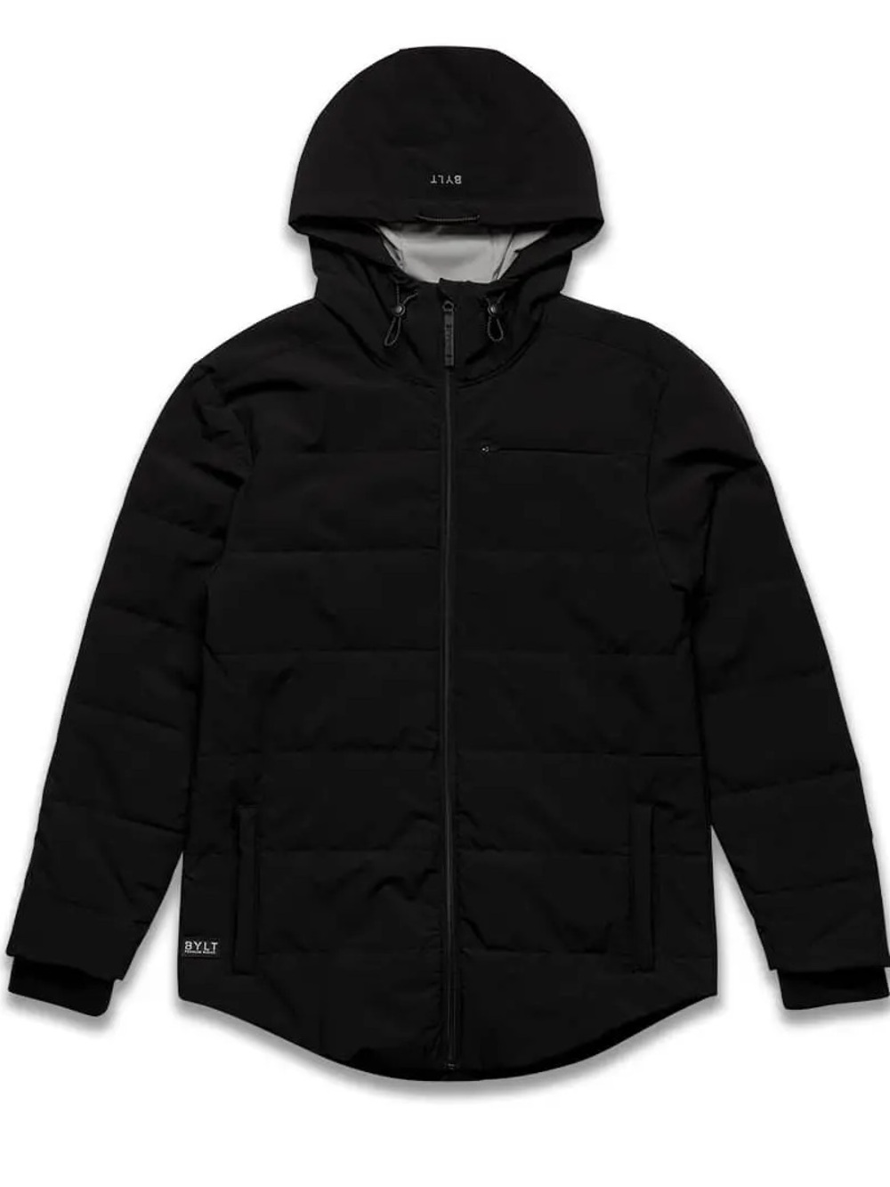 BYLT Drop-Cut Puffer Jacket Men XL Black Hooded Insulated Techwear Gorpcore Coat - Picture 2 of 16